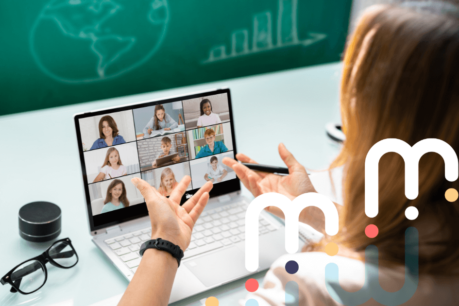 A teacher holding a class online