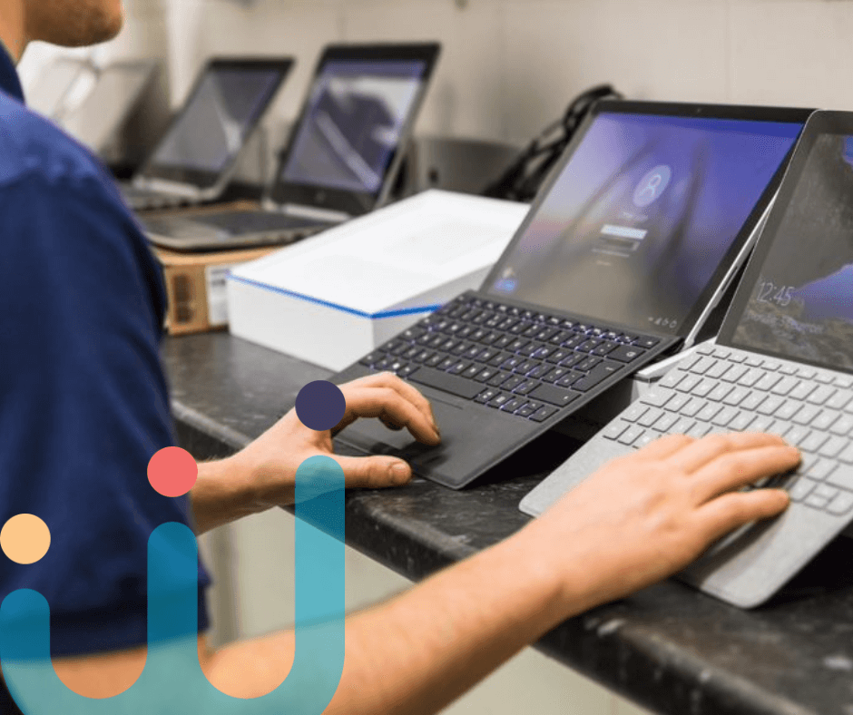 student using a laptop