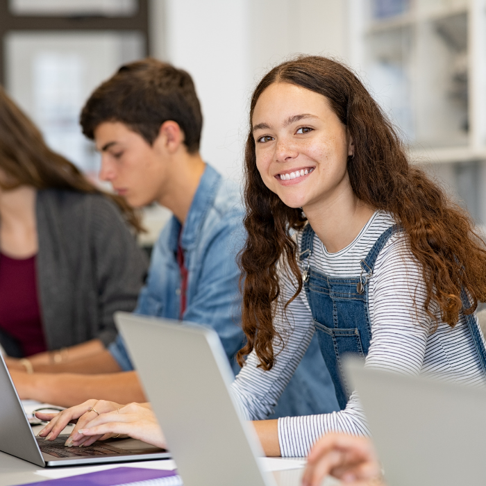 girl in school with laptop girl in school with laptop