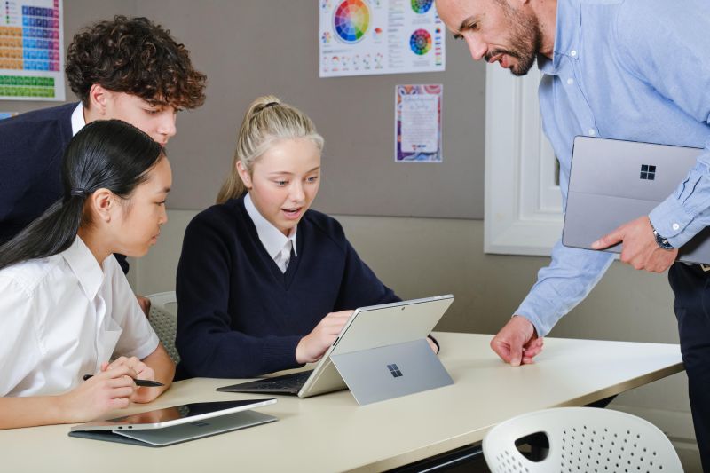 Students using Microsoft surface in class Students using Microsoft surface in class