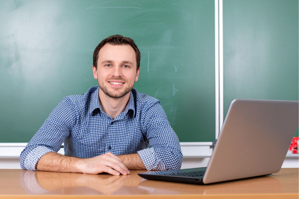 teacher with laptop