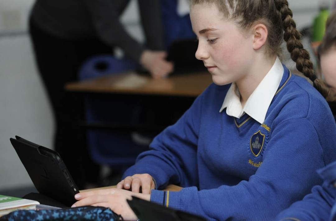 a students with a laptop in schools