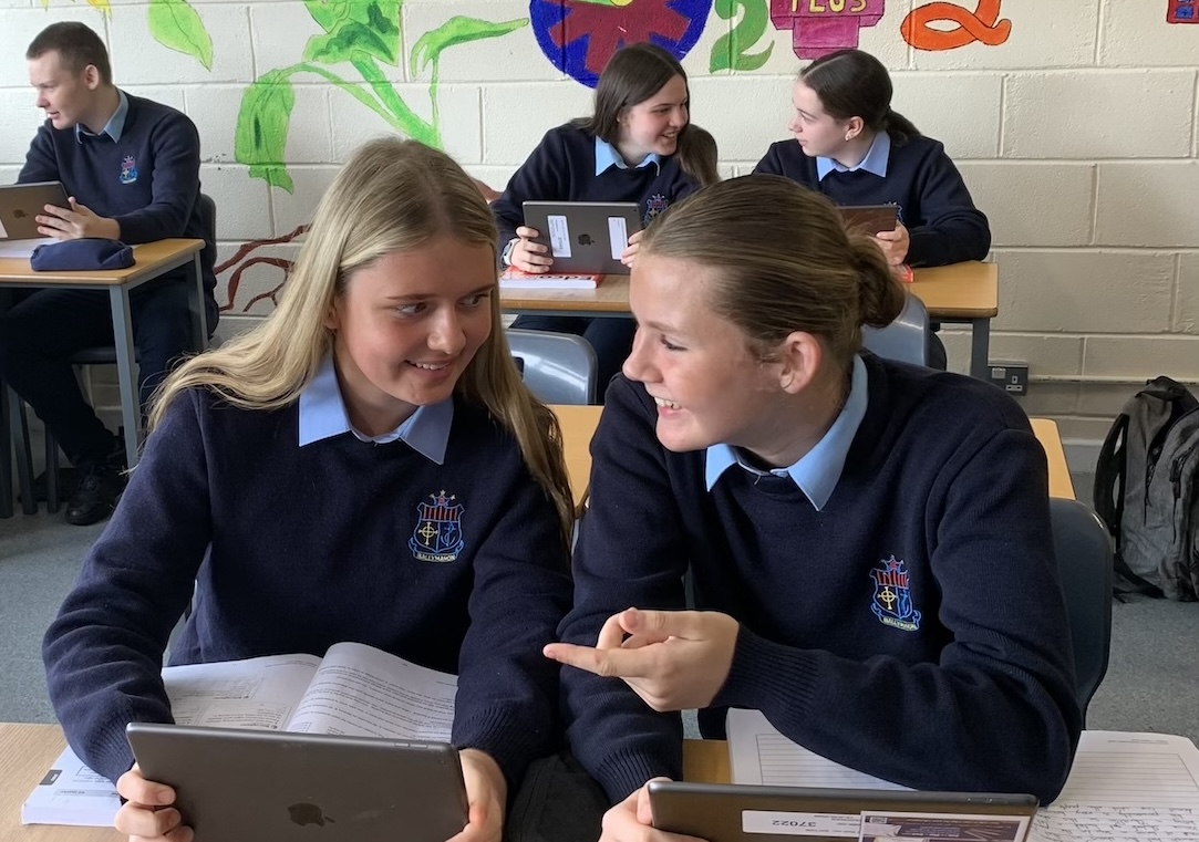 students using ipad in school